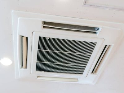 Modern home with ceiling cassette air conditioner installed.
